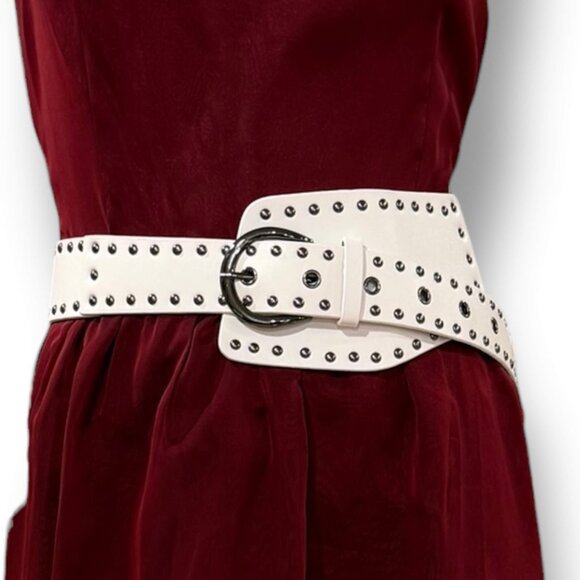 Accessories - White Asymmetrical Studded Belt - NWT